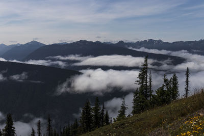 Scenic view of mountains against sky