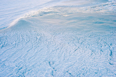 Aerial view of snow covered landscape