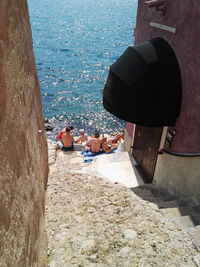 People relaxing in the sea