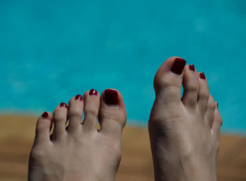 Close-up of toes with nail varnish