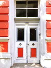 Close-up of red door