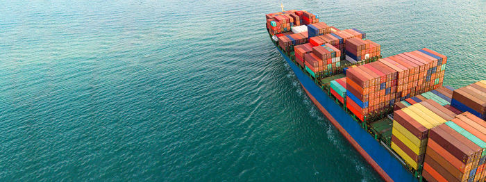 High angle view of pier on sea