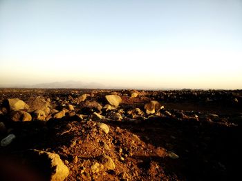 Aerial view of landscape against clear sky