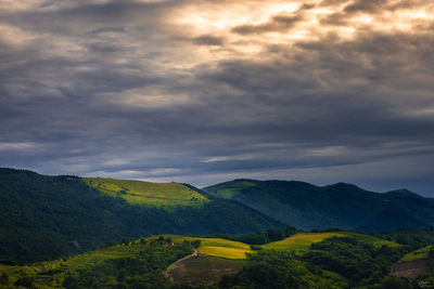 Scenic view of landscape against sky during sunset