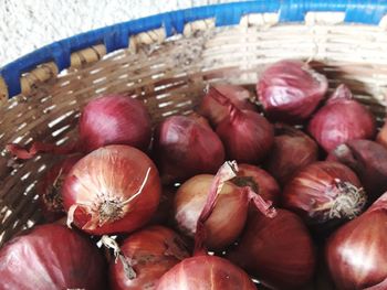 High angle view of fruits in basket