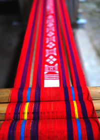 Low angle view of multi colored umbrella