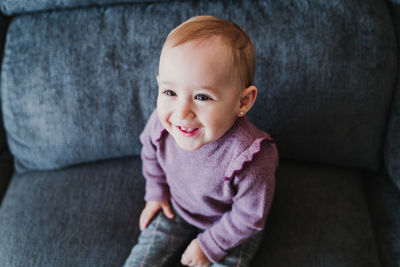 Cute baby girl at home