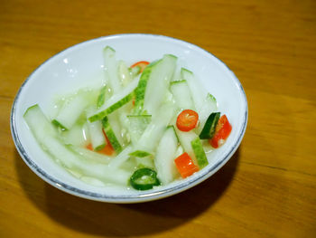 Close-up of salad in plate on table