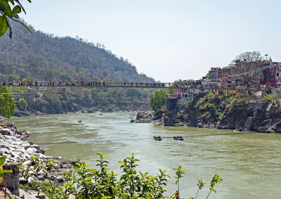 Scenic view of river against clear sky