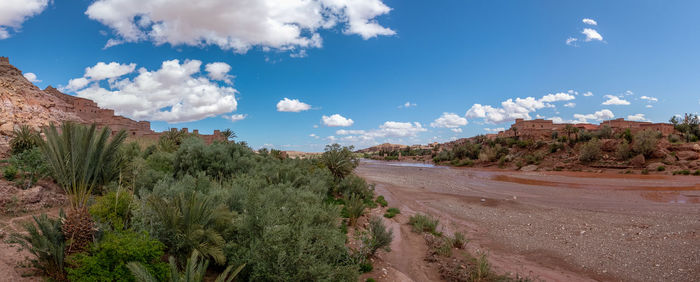 Panoramic view of road amidst desert against sky