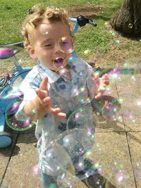 Boy playing in park