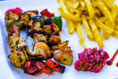 Close-up of food served in plate