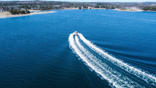 High angle view of sea against sky