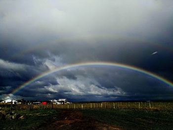 Scenic view of rainbow against sky