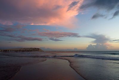 Scenic view of sea at sunset