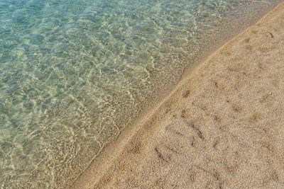 High angle view of sand on beach