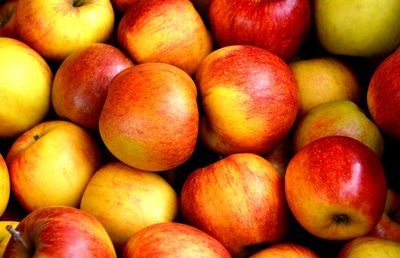 Full frame shot of apples for sale at market