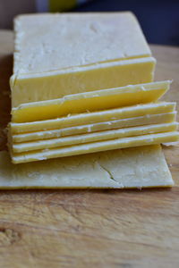 Close-up of bread in plate on table