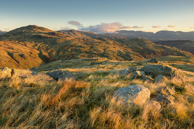 Scenic view of pike of blisco against sky during sunrise