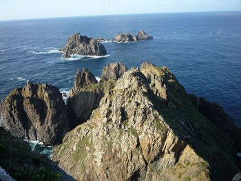 Scenic view of sea against blue sky