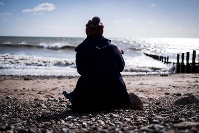 Rear view of man on beach