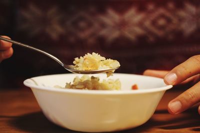 Close-up of person eating food