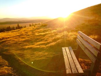 Scenic view of landscape against sky during sunset