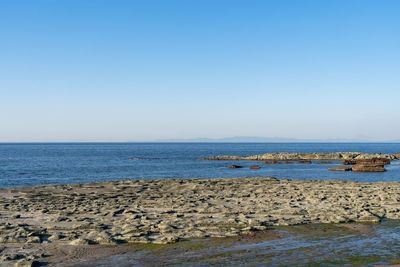 Scenic view of sea against clear sky