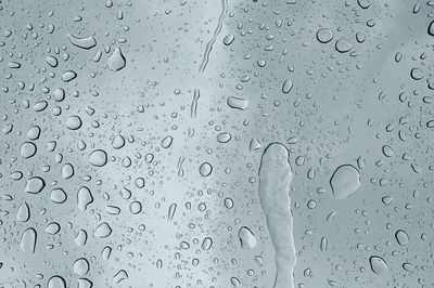 Full frame shot of raindrops on glass window