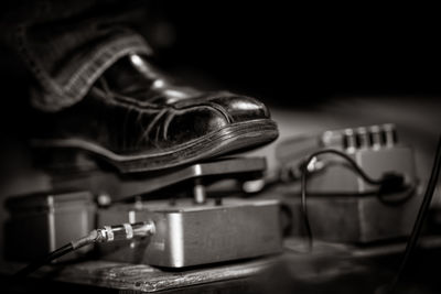 Close-up of shoes on table