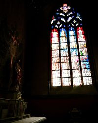 Low angle view of window in temple