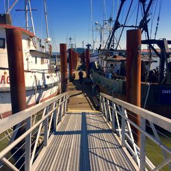 View of harbor against sky