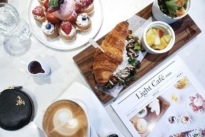 Close-up of breakfast on table