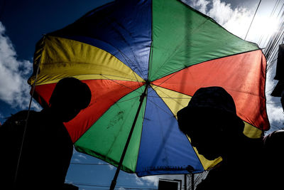 Low angle view of multi colored umbrella