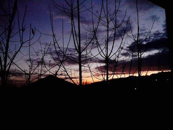 Silhouette bare trees against sky during sunset