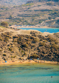 Scenic view of beach and rock formations