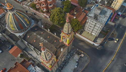 High angle view of city street