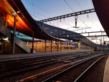 Railroad station platform against sky