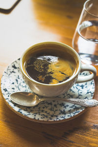 Close-up of coffee on table