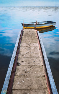 High angle view of pier over lake