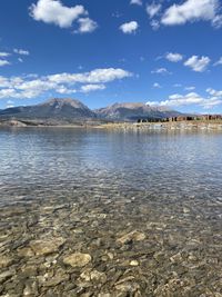 Scenic view of lake against sky