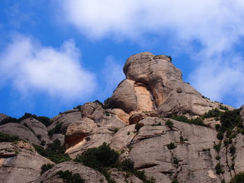 Low angle view of rock formation against sky