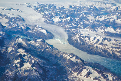 High angle view of snowcapped mountain