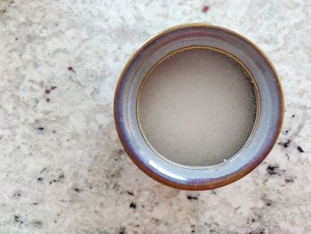 High angle view of rusty metal on floor