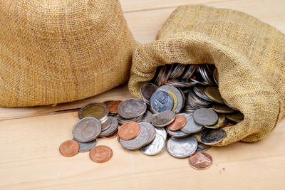 Close-up of coins