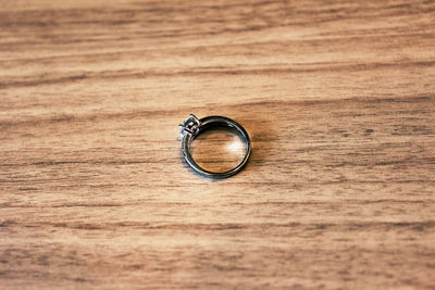 Close-up of ring on table