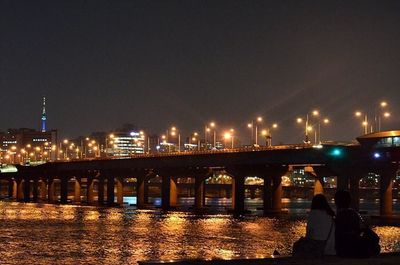 Illuminated city at night