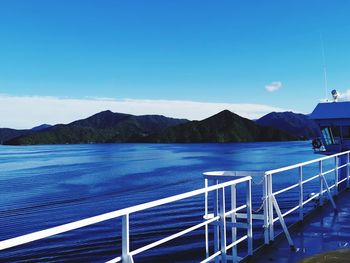 Scenic view of sea against blue sky