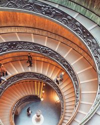 High angle view of spiral staircase