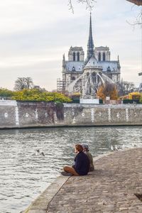 People sitting in water